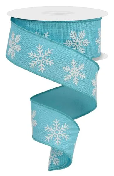 1.5" Bold Snowflake Ribbon: Light Blue/Wht - 10yds