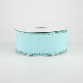 1.5" Fluff Linen Metallic Edge Ribbon: Aqua Blue (10 Yards)