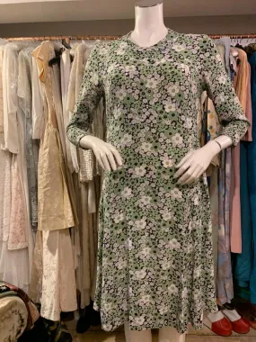 1930s Floral Crepe Day Dress