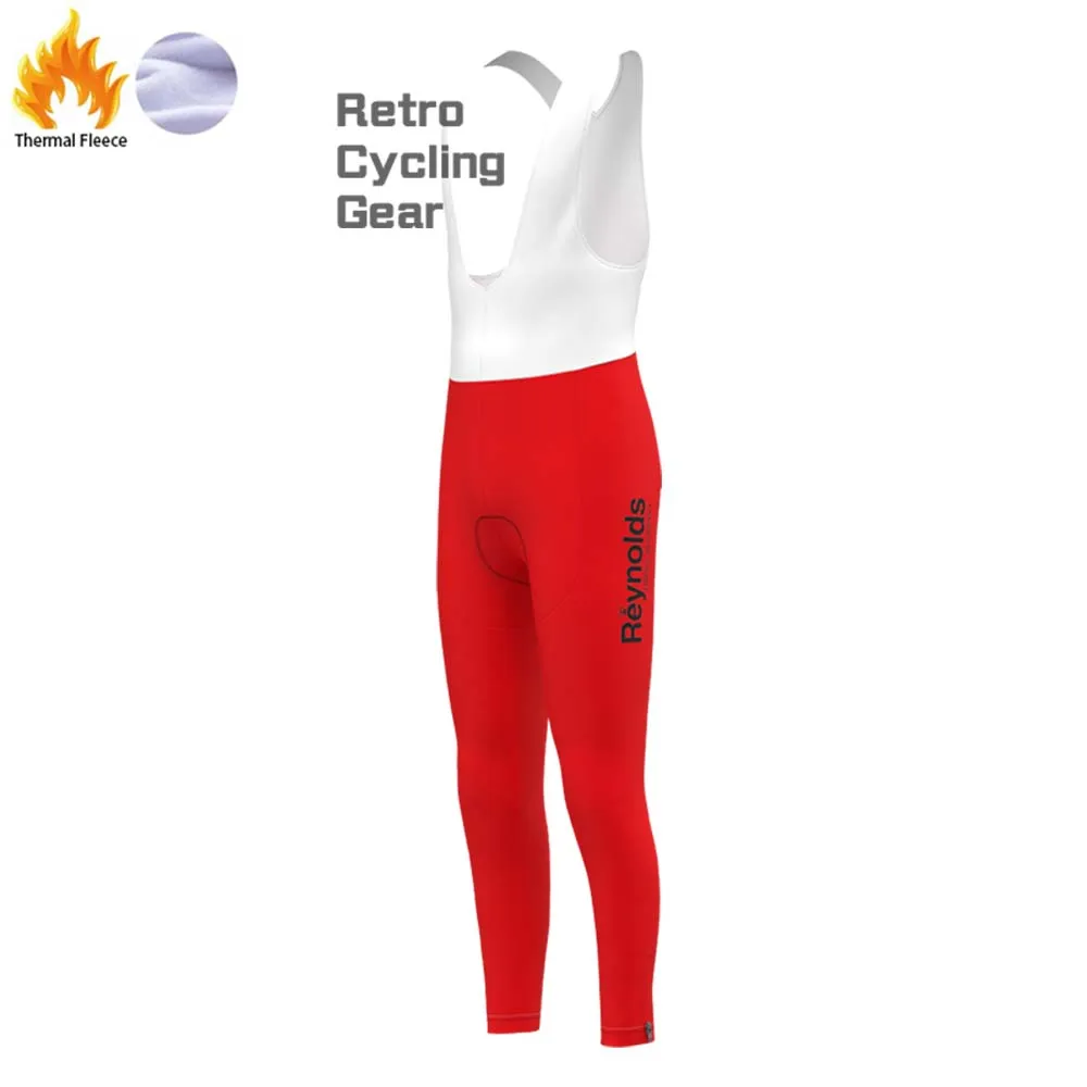 1980s red Reynolds Fleece Retro Cycling Bib Pants