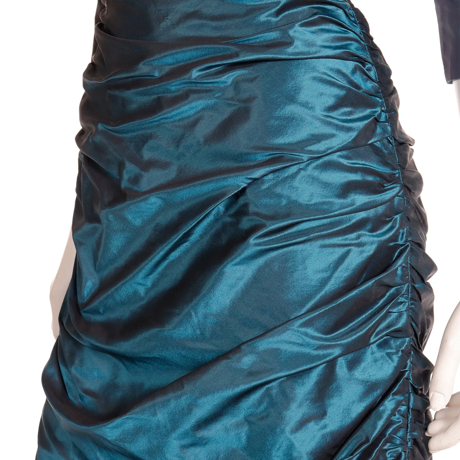 1980s Rickie Freeman For Teri Jon Vintage Teal Green Evening Dress