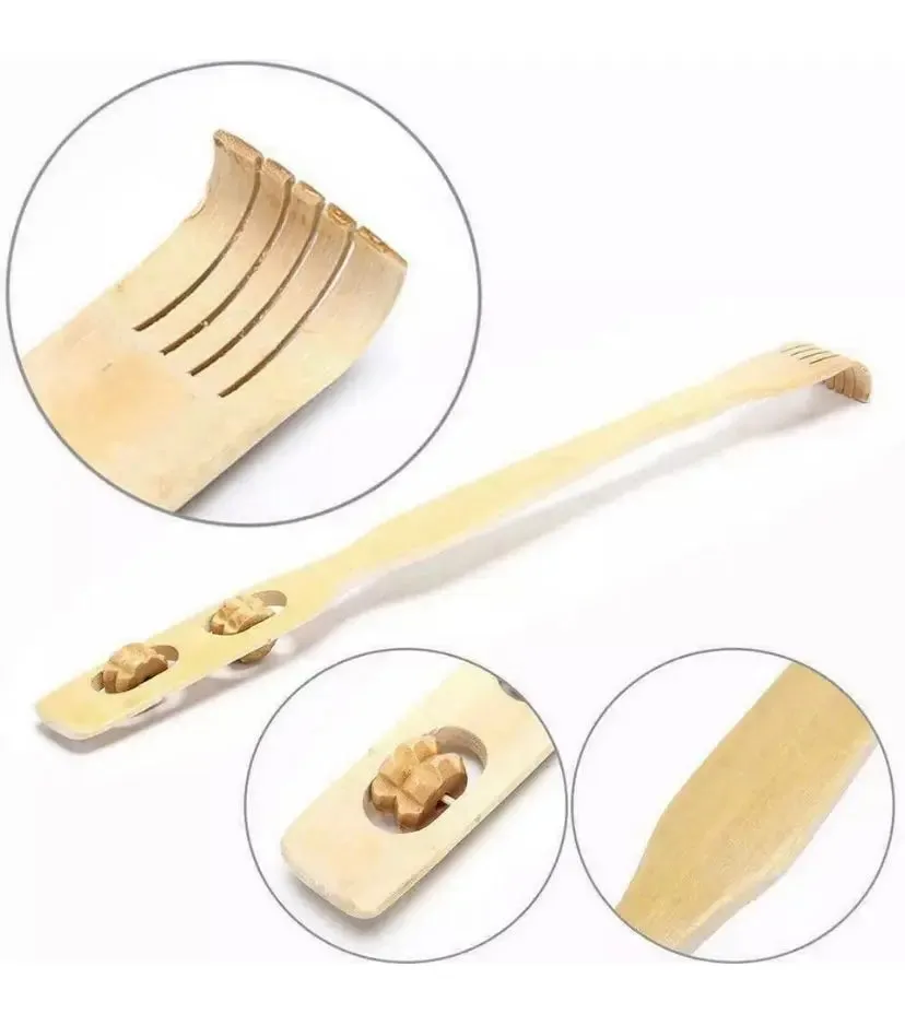 2 pieces Bamboo Wooden Back Scratcher Massage Rolls Long Reach Itchy Relief BMT01