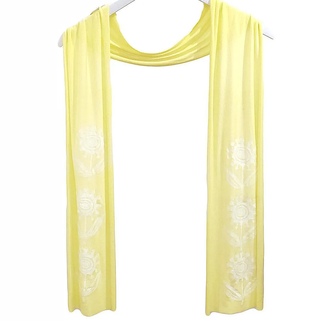 (20% Off) Scarf Slim - Lemon Yellow (White Ink) by Windsparrow Studio