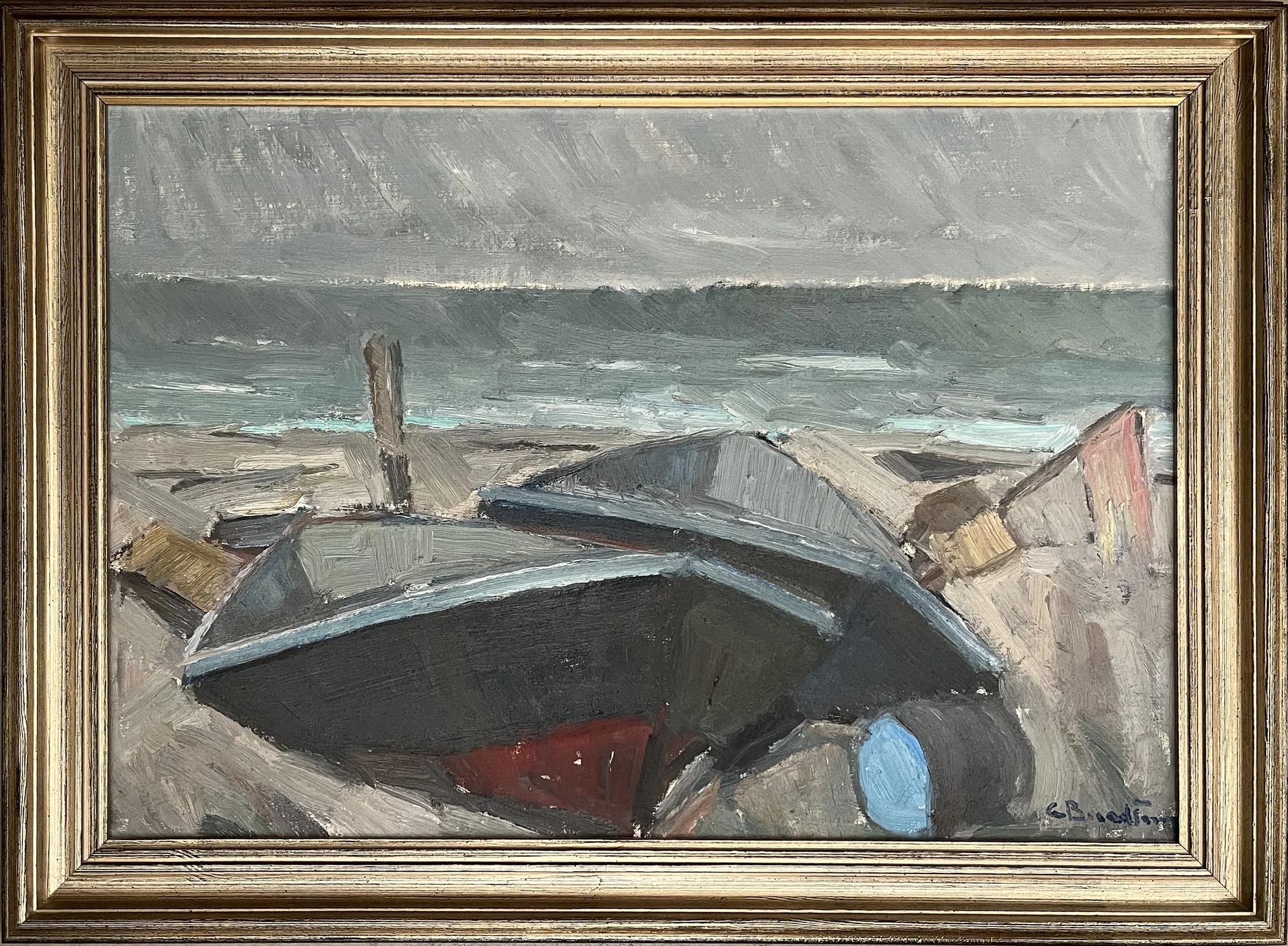 20th Century Swedish School ‘Boats on a winter shore’