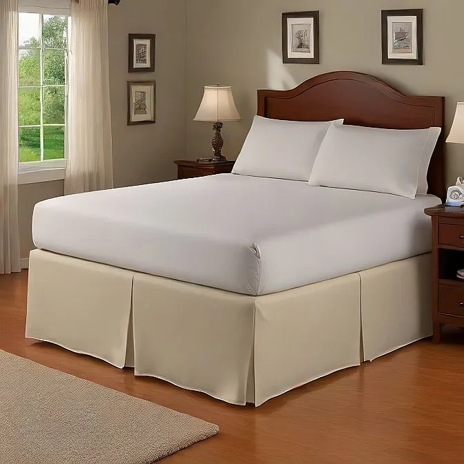 32 Inch Drop Bed Skirt Ivory Egyptian Cotton 1000TC