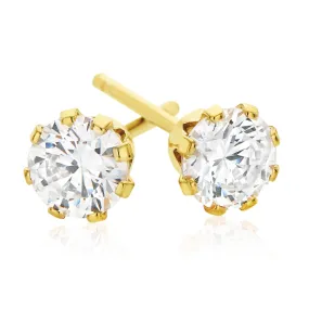 9ct Yellow Gold Silver Filled Cubic Zirconia Stud Earrings