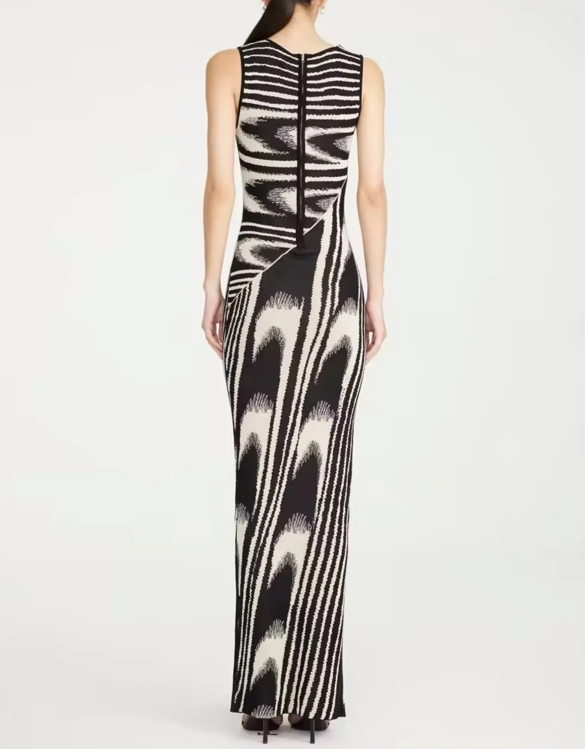 Abstract Pattern Knit Long Dress