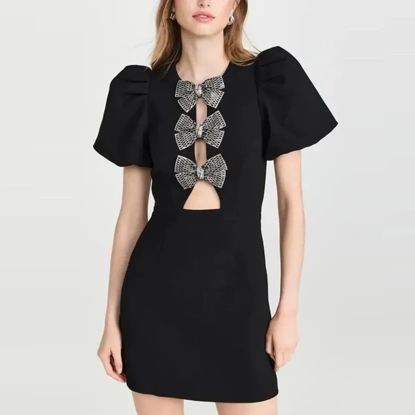 Ailia Bow Embellished Cocktail Dress