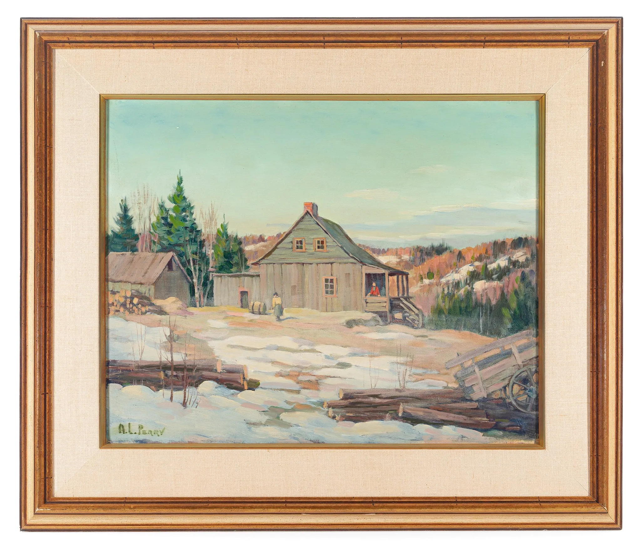 A.L. Perry - Rural Cabin In Winter H16"xW20"