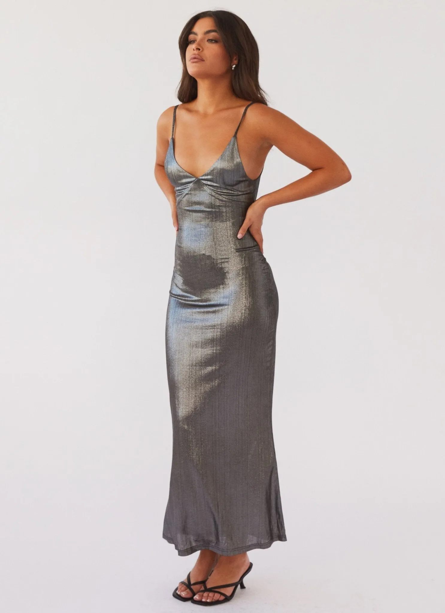 Alexa Metallic Maxi Dress - Twilight