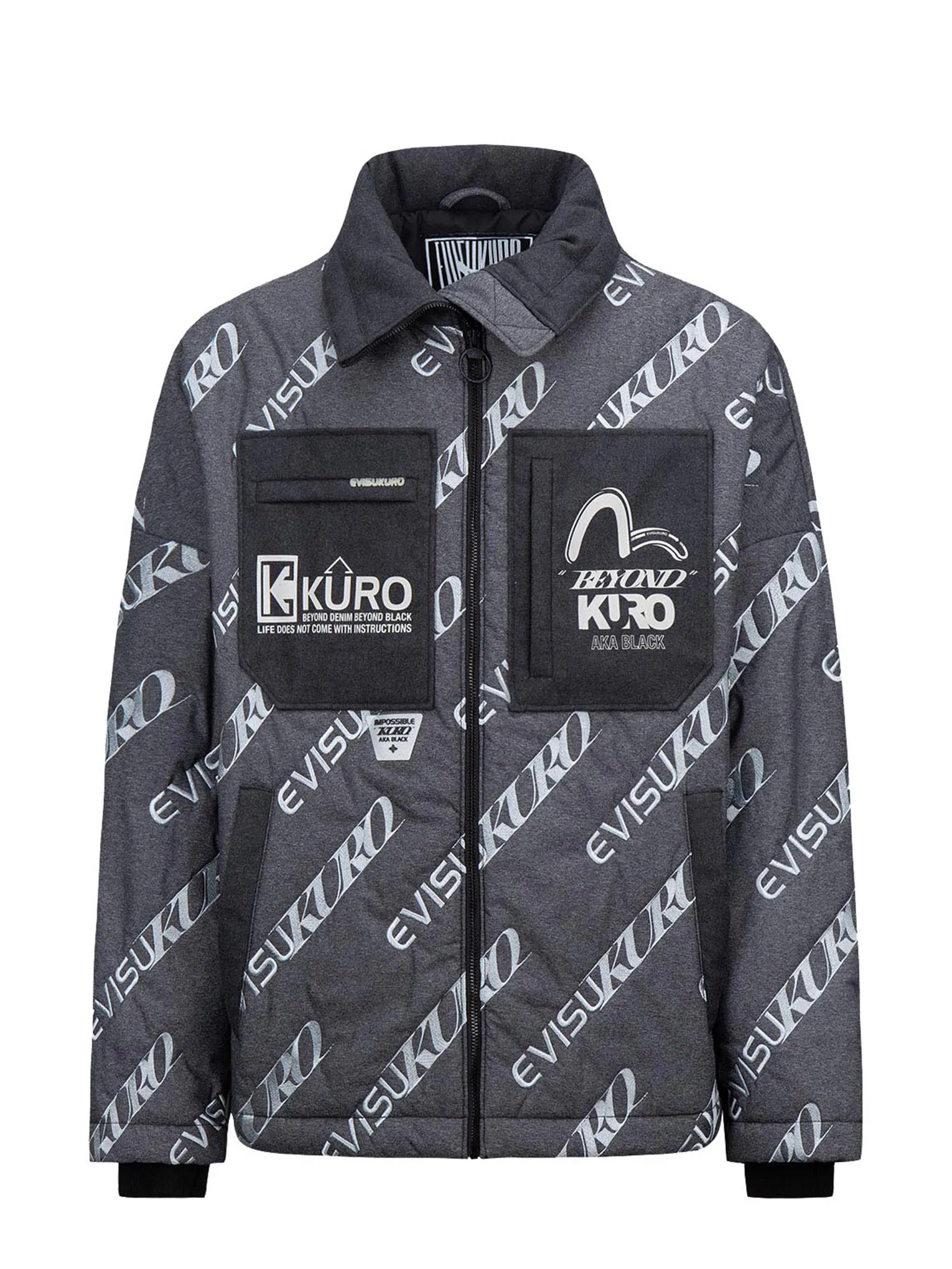 Allover Logo Embroidered Padded Jacket