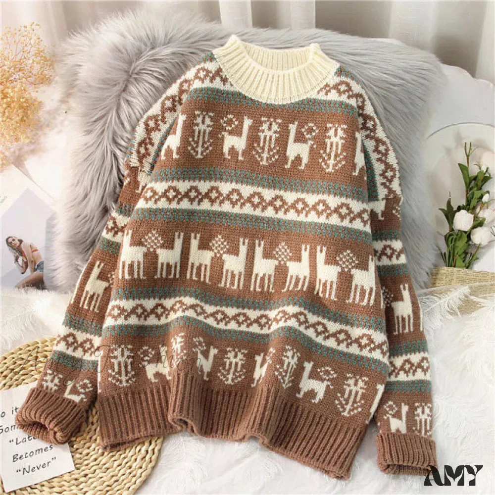 Amy Fashion - Christmas Red Deer Sweater