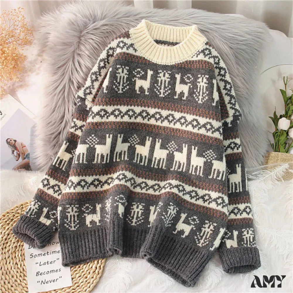 Amy Fashion - Christmas Red Deer Sweater