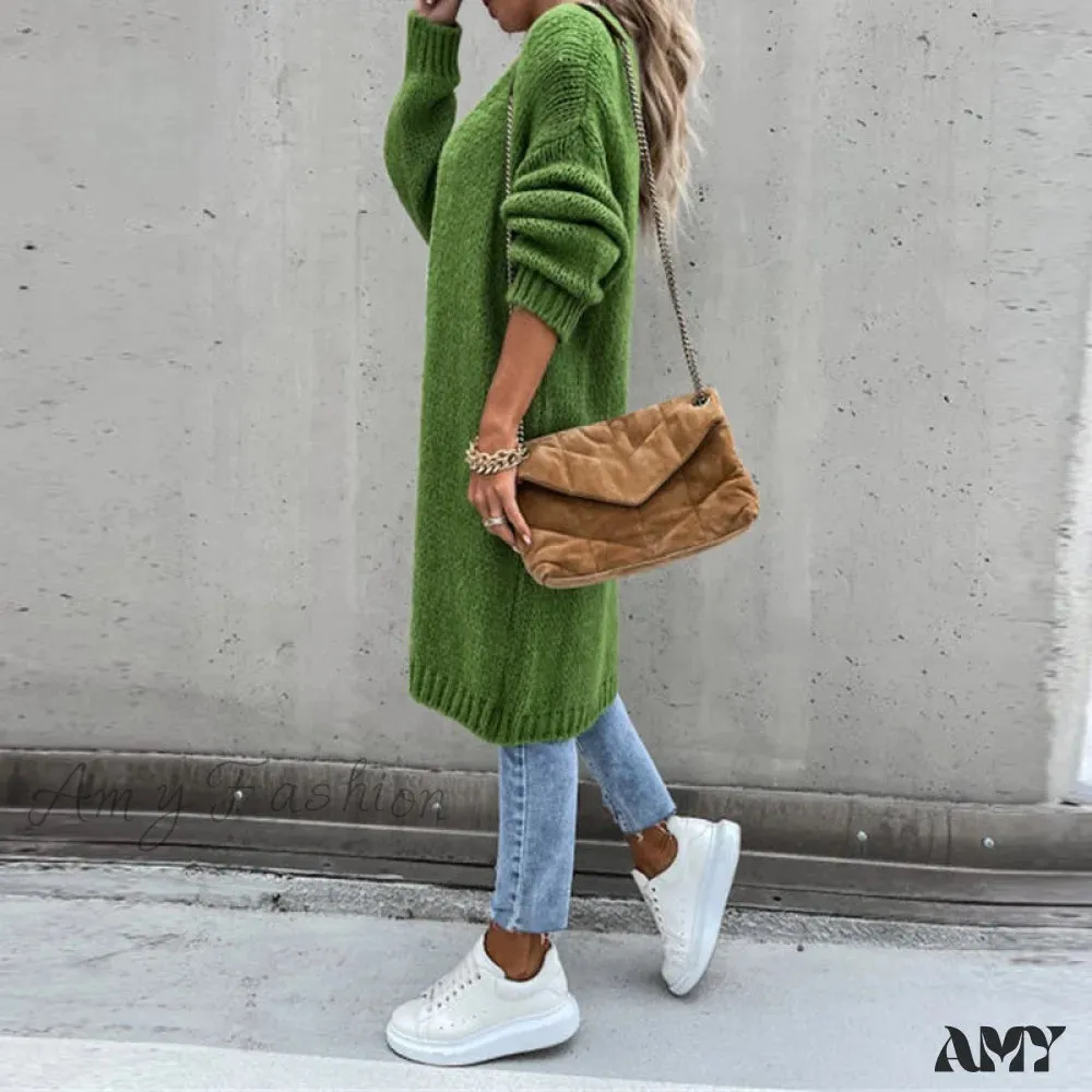 Amy Fashion - Female Elegant Simple Basic Soft Winter Long Sleeve Cardigan