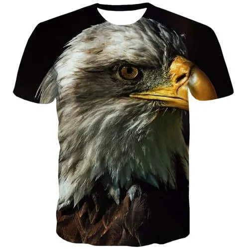 Animal T-shirt Men Bird T-shirts Graphic Feather Tshirt Printed Ferocious T-shirts 3d Hip Hop Tshirt Anime Short Sleeve