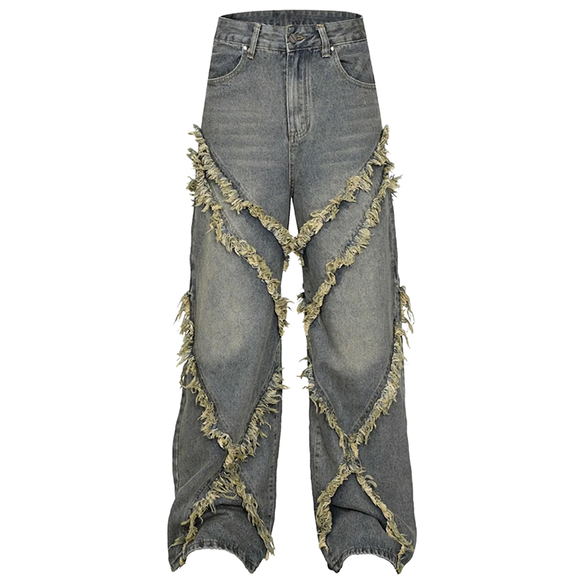 Artisan Hem Cross-Stitched Denim Flares Jeans