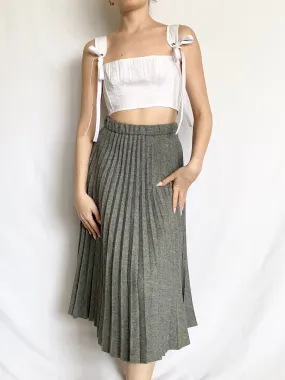 Ash Grey 1960s Pleated Skirt (XXS-XS)