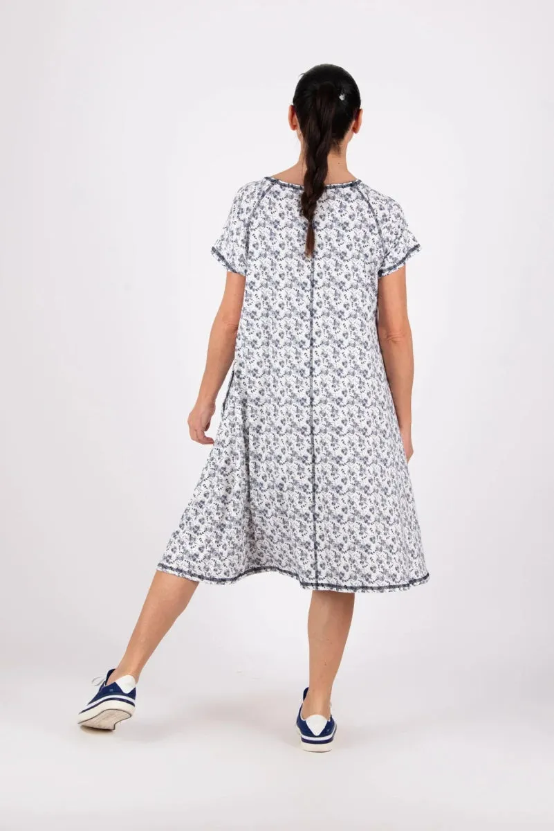 ASIA WHITE WOMAN PRINT DRESS ON SALE