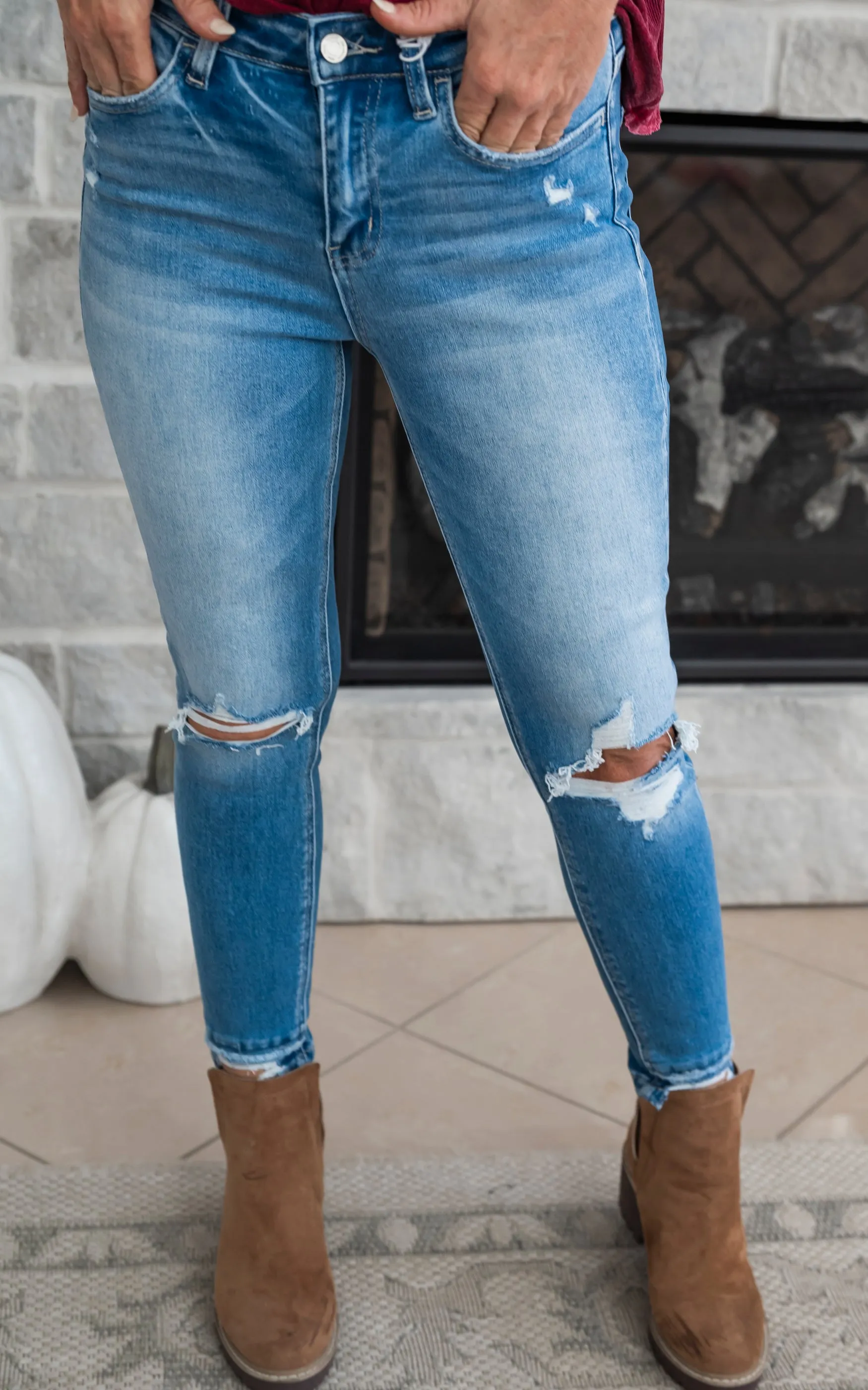 At this Runway High Rise Crop Skinny Denim Jeans | Vervet