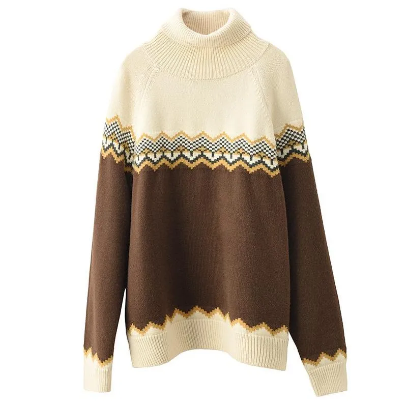 Babakud Women Winter Retro Fashion Thick Wool Knit Sweater