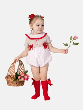 Baby Girl Ines Collection Spanish Romper Set-Red