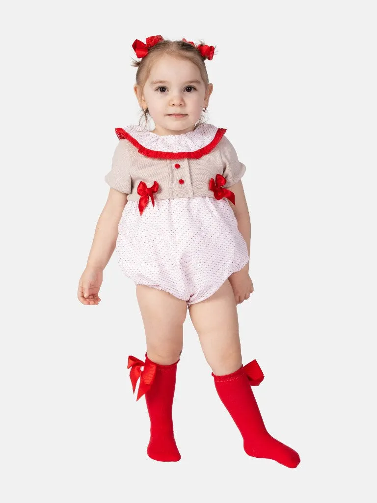 Baby Girl Ines Collection Spanish Romper Set-Red