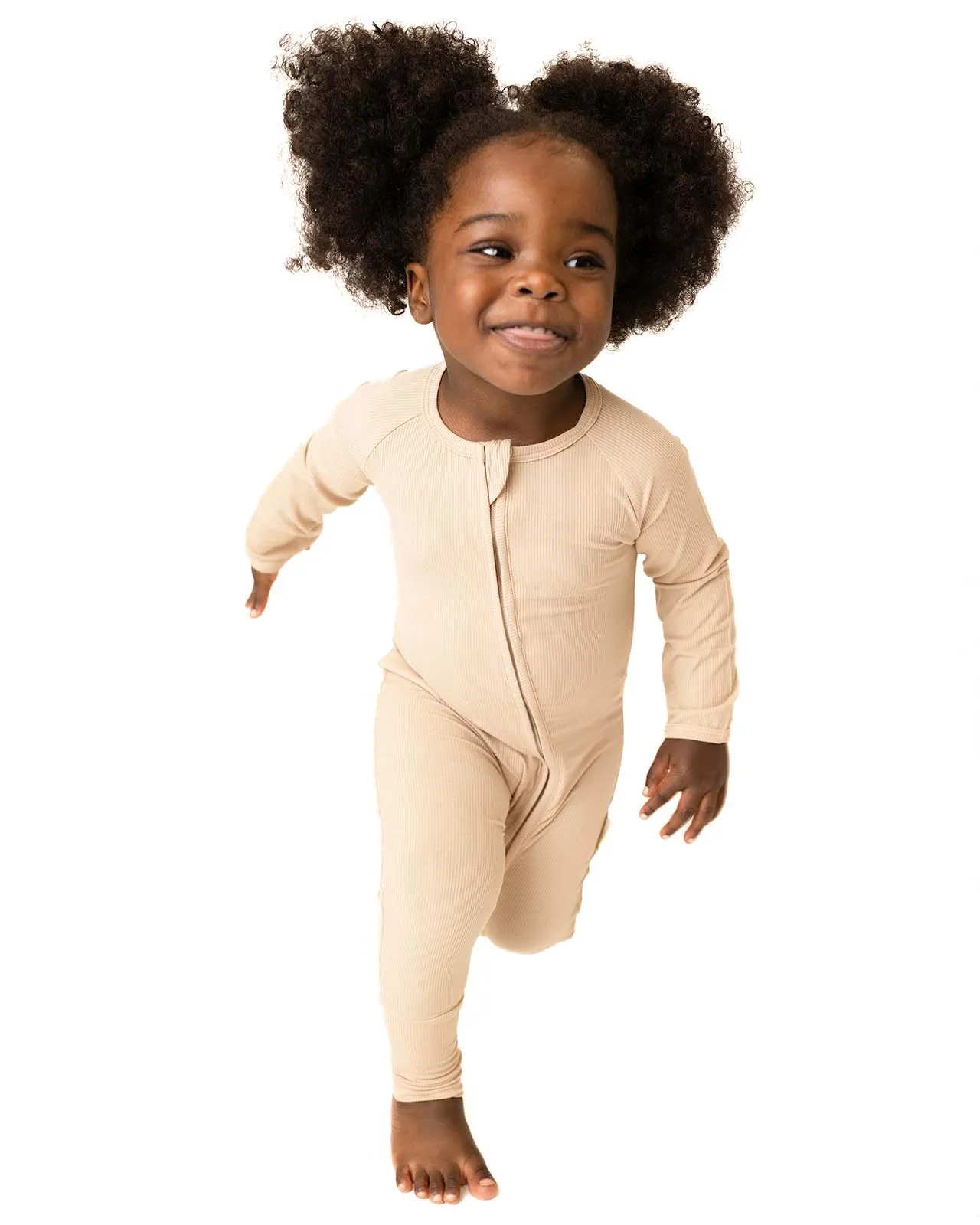 BABYGO® Oatmeal Ribbed Zip Sleepsuit