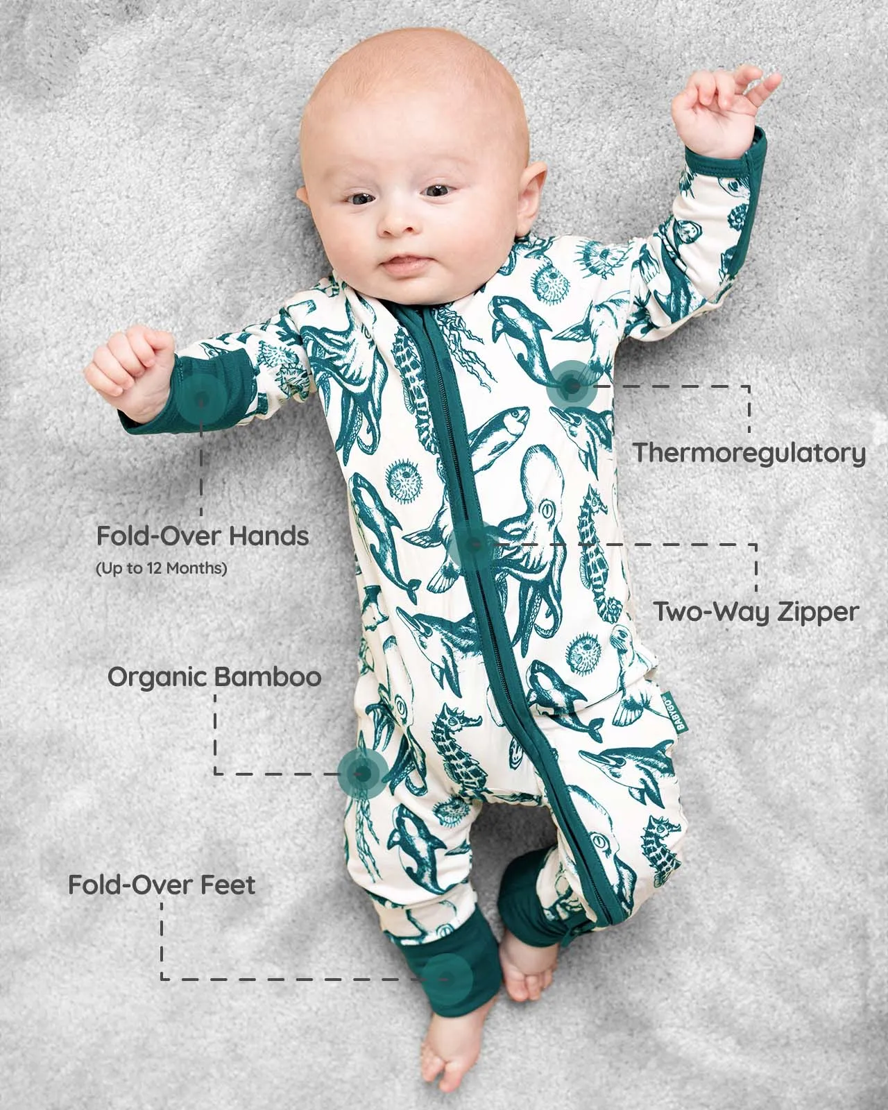 BABYGO® Sea Creatures Zip Sleepsuit