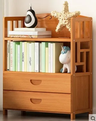 Bamboo Antique Style Cabinet Book Shelf Bookcase Storage Choice Elegant With Drawers