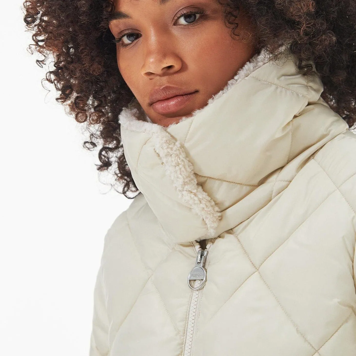 Barbour International Norton Quilted Jacket in Cream