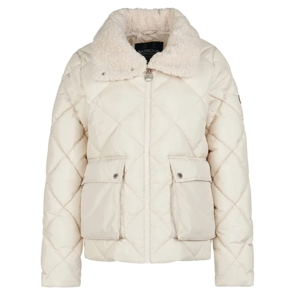 Barbour International Norton Quilted Jacket in Cream