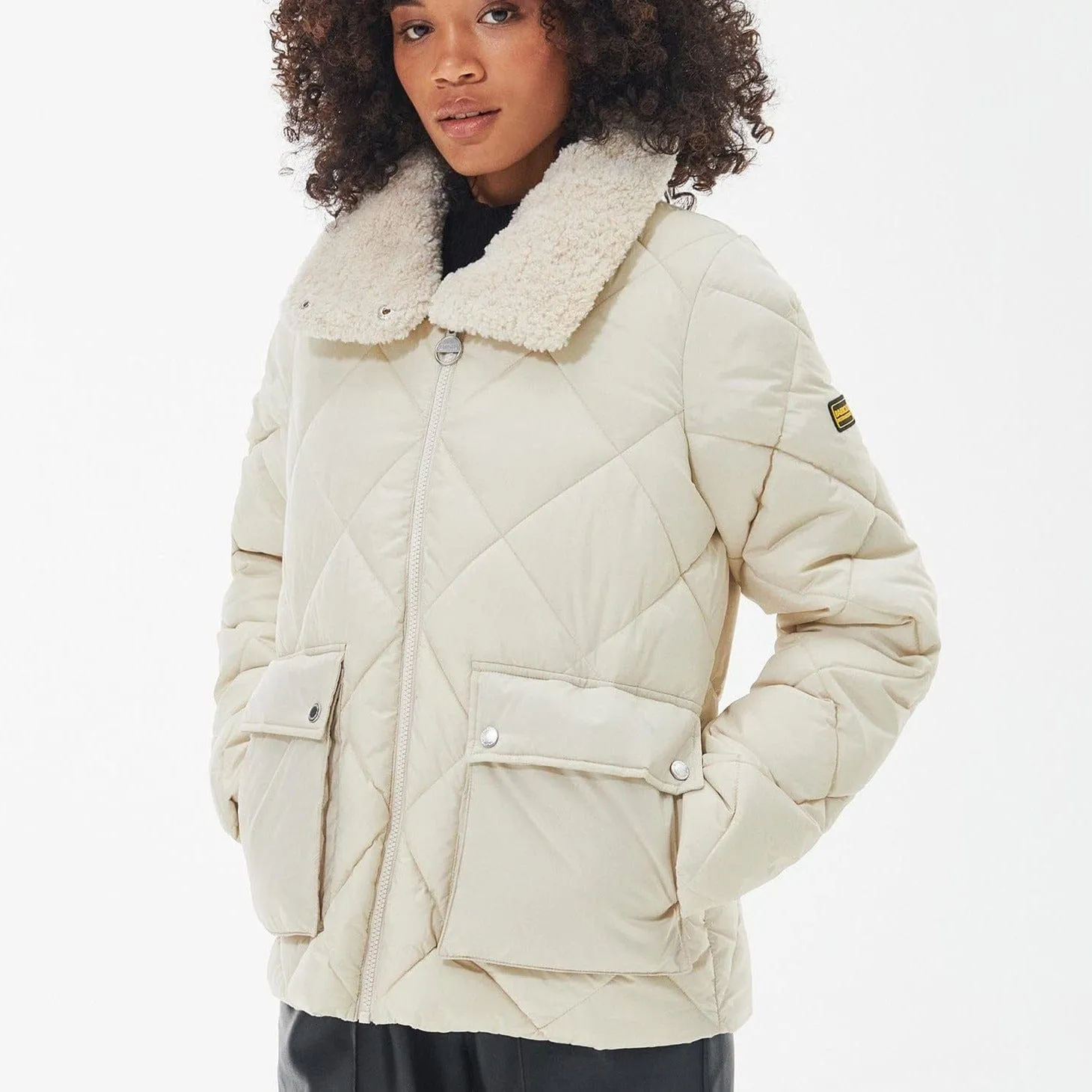 Barbour International Norton Quilted Jacket in Cream