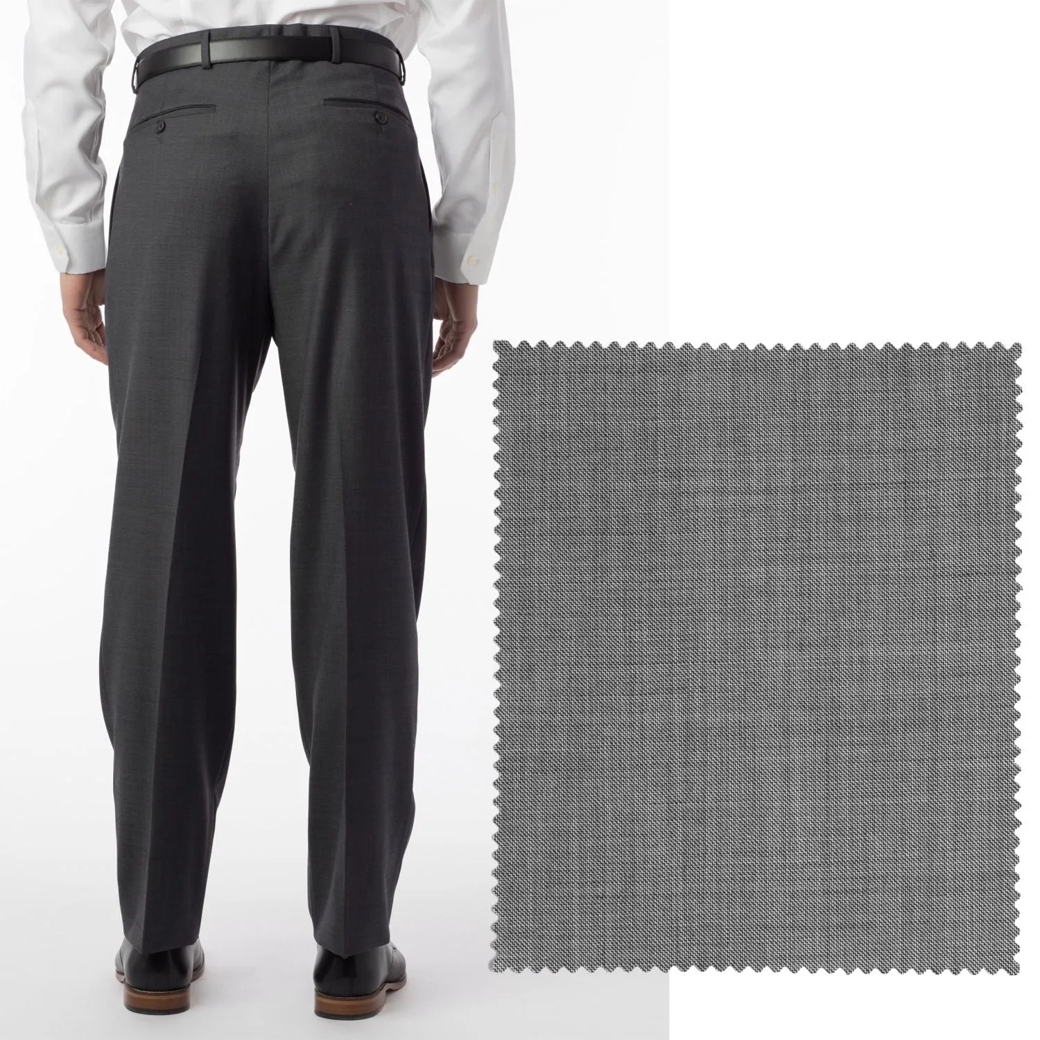 BIG FIT Sharkskin Super 120s Worsted Wool Comfort-EZE Trouser in Black and White (Manchester Pleated Model) by Ballin