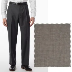 BIG FIT Sharkskin Super 120s Worsted Wool Comfort-EZE Trouser in British Tan (Manchester Pleated Model) by Ballin