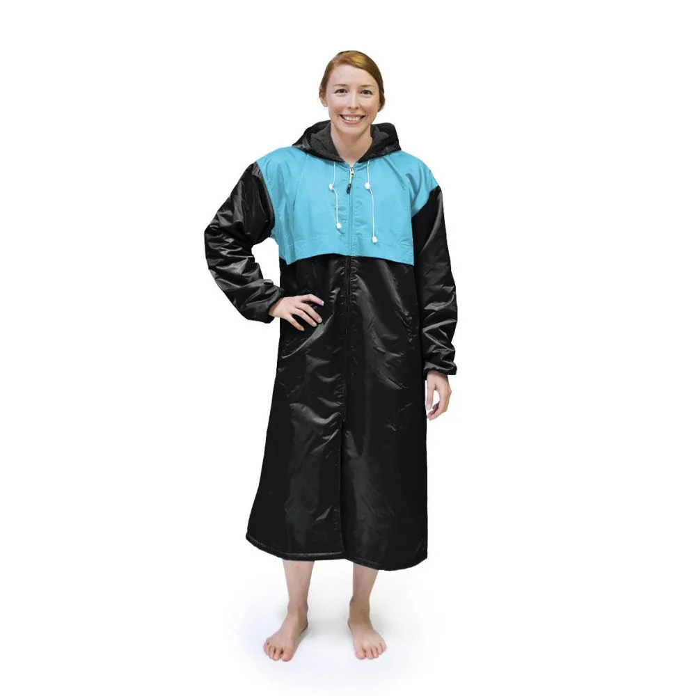 Black & Turquoise Solid Swim Parka