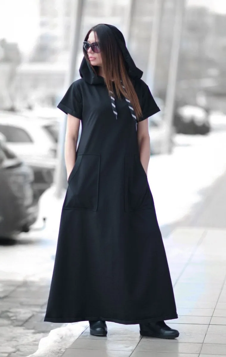 Black short sleeves dress KASANDRA