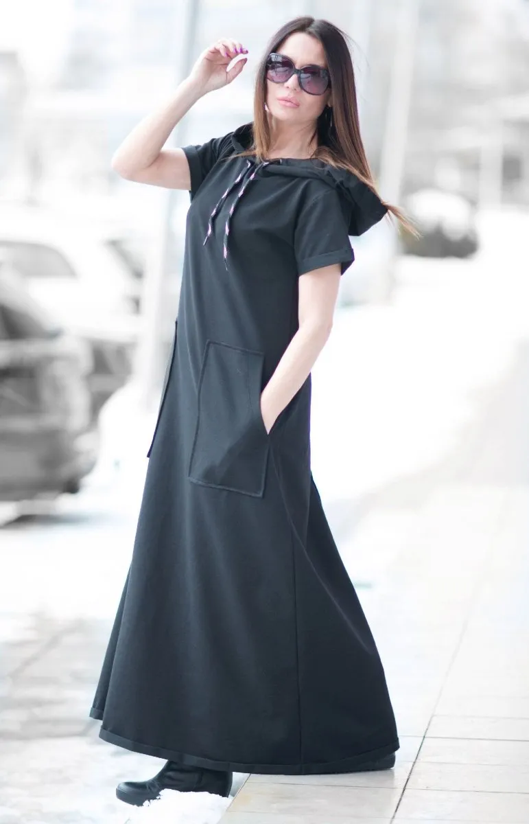 Black short sleeves dress KASANDRA