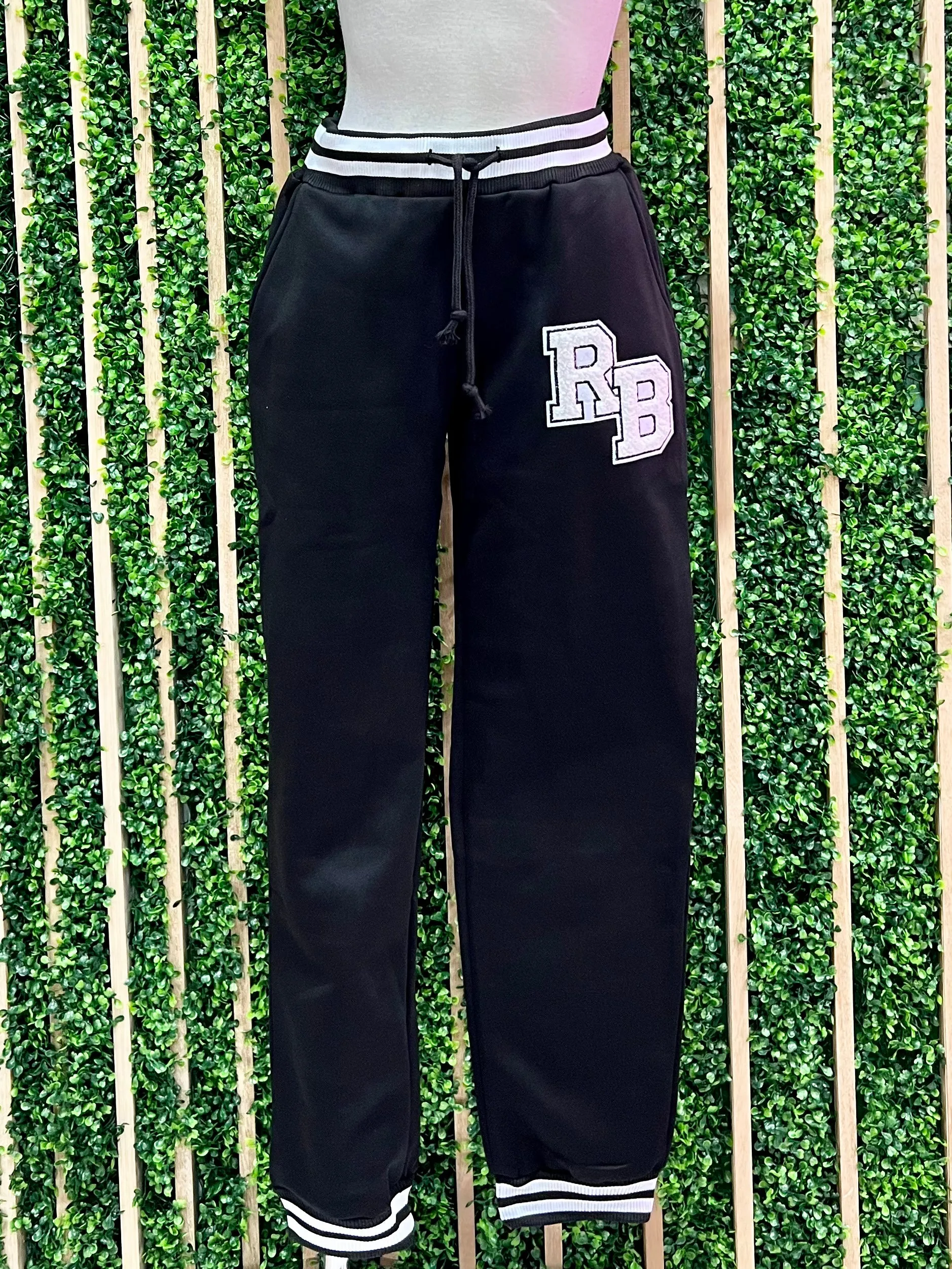 Black Varsity Jogger Set