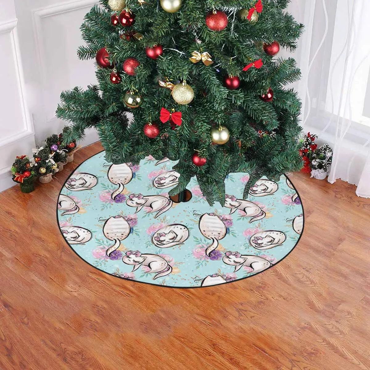 Blue Cats  Christmas Tree Skirt