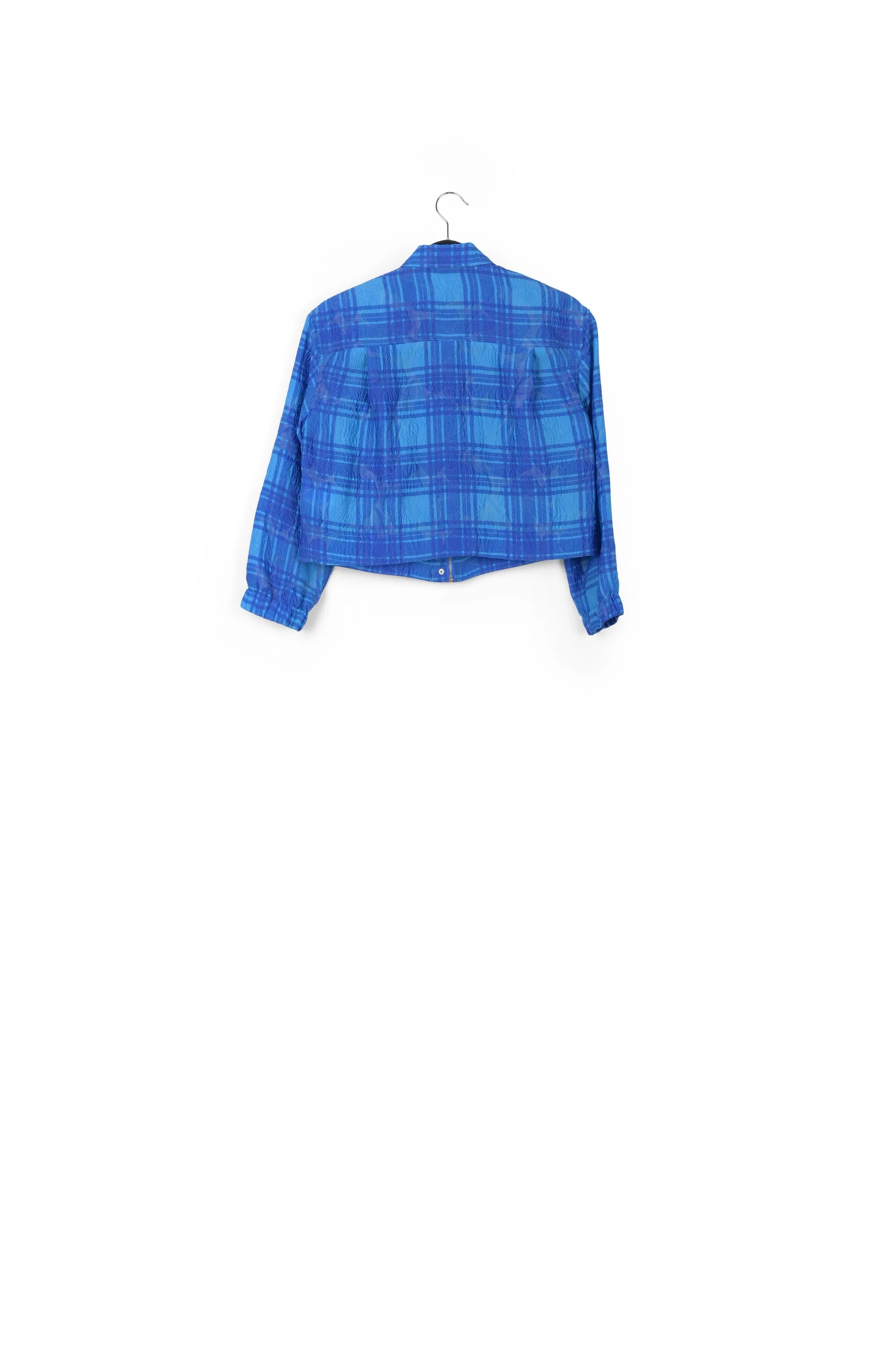 Blue checked cropped jacket