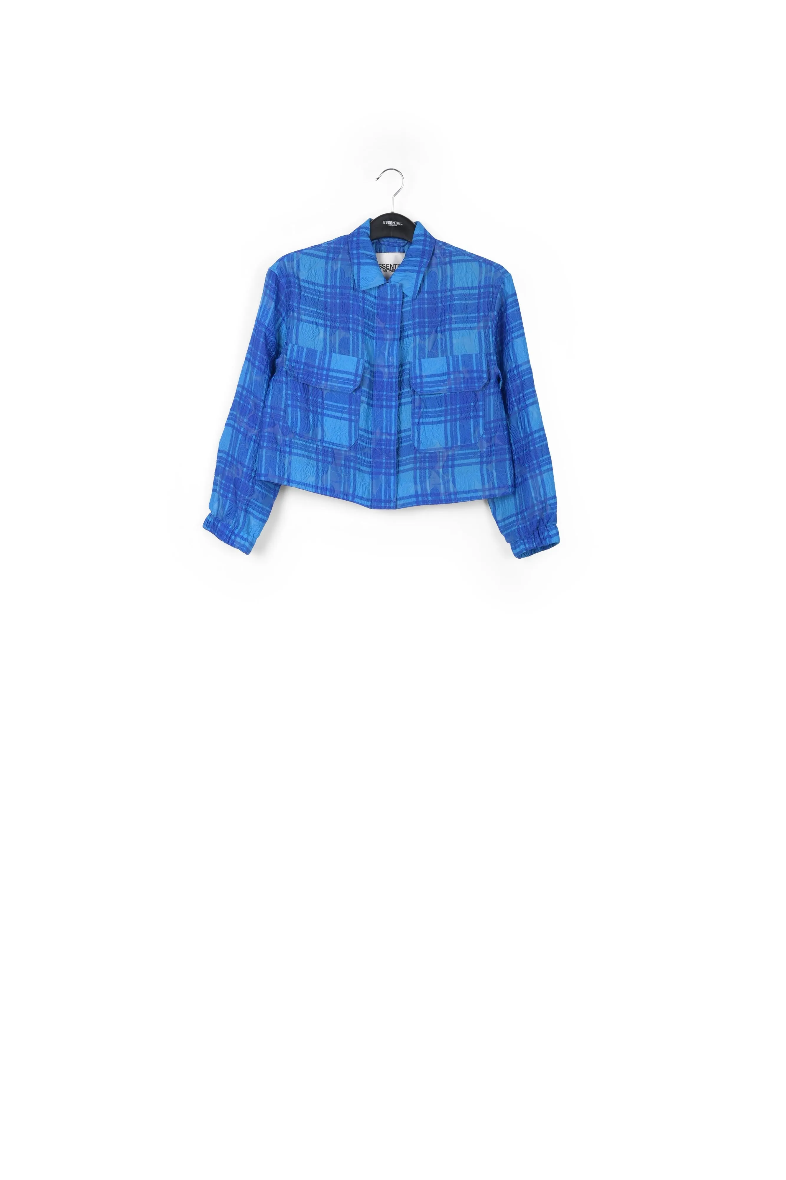 Blue checked cropped jacket