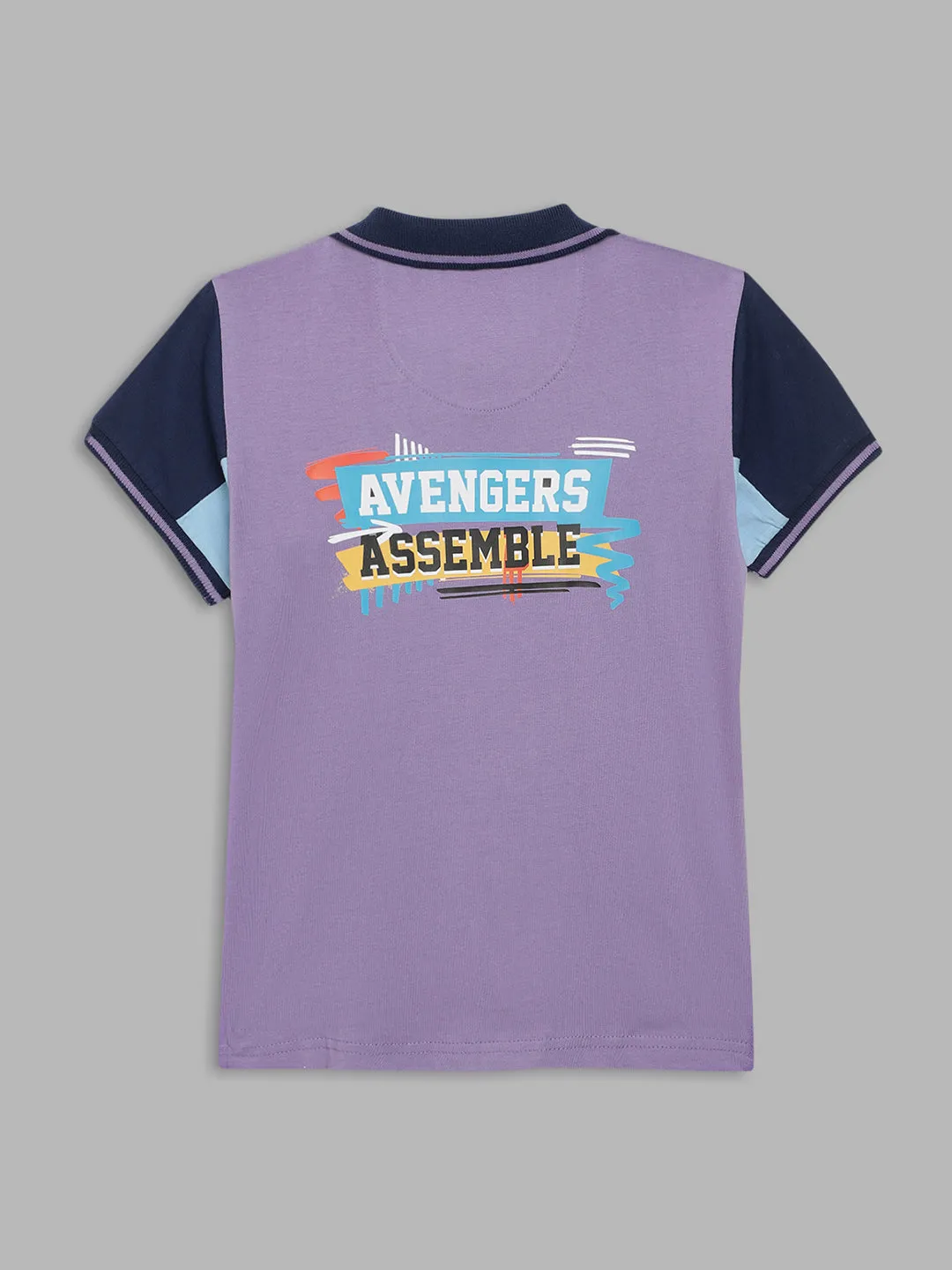 Blue Giraffe Kids Multi Printed Marvel Avengers Regular Fit Polo T-Shirt