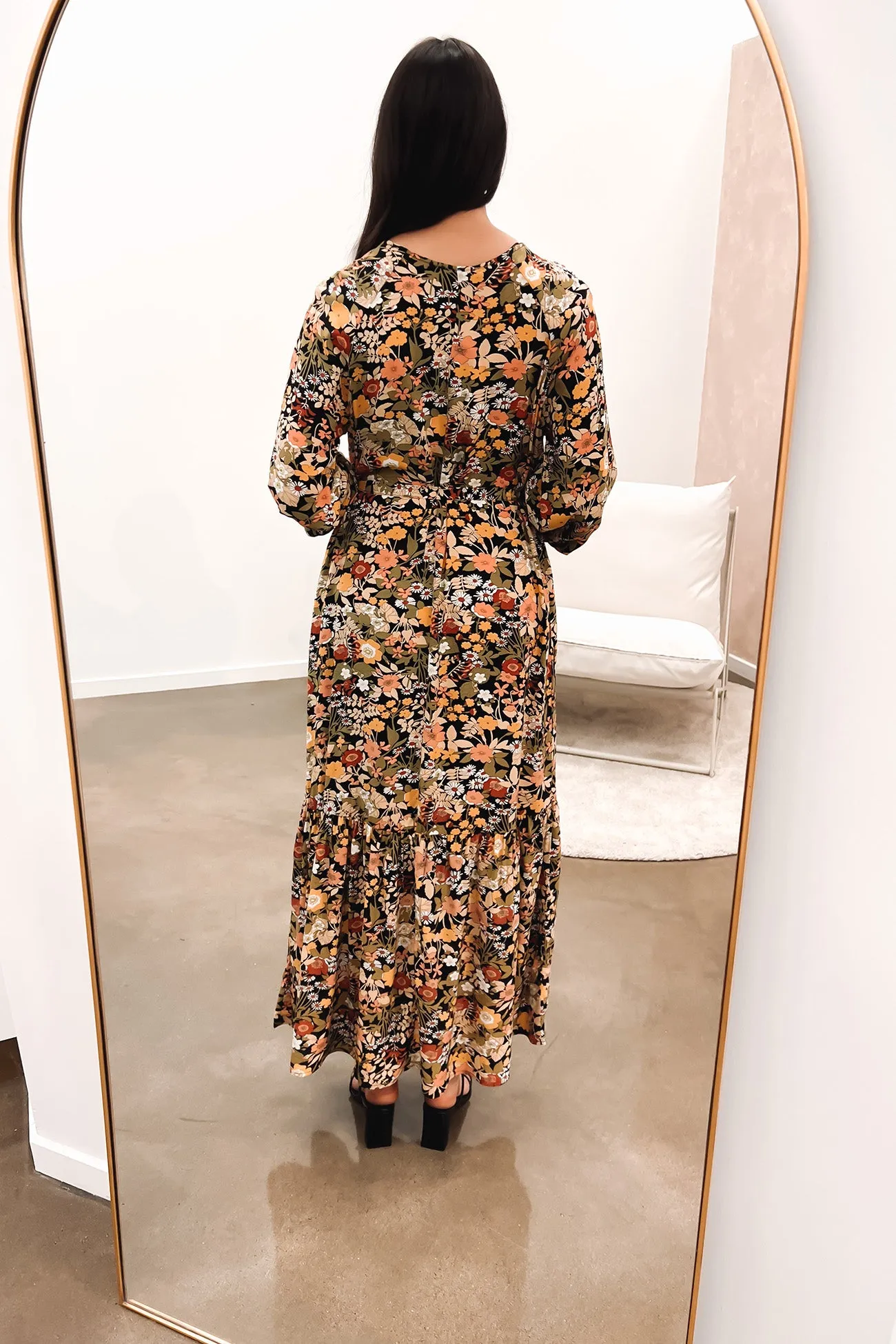 Brigitte Balloon Sleeve Maxi Dress Winter Floral