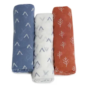 Bubba Blue Nordic 3pk Muslin Wrap Denim/Clay