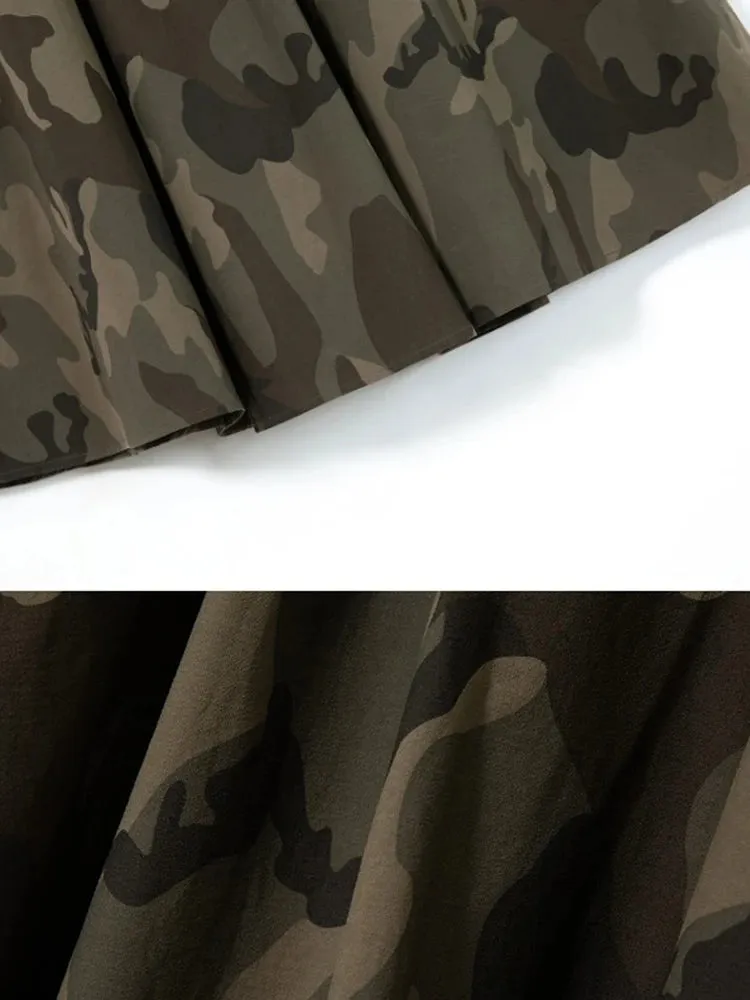 Camouflage Skirts For Women High Waist Casual Loose A Line Temperament Hit Color Summer Skirt Female Fashion