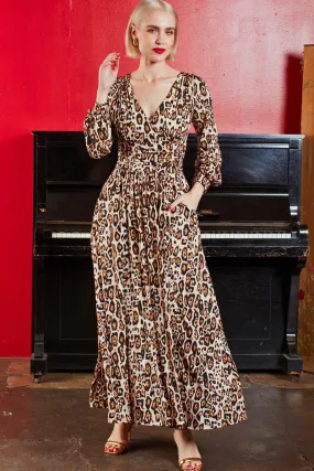 Carrie Maxi Dress - Brown Leopard