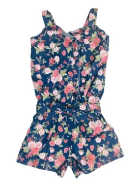 Chambray Flower Romper 2-8