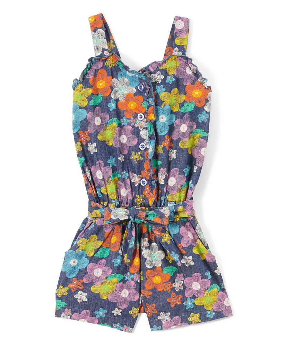 Chambray Flower Romper 2-8