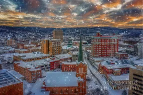 Chenango Street Snow Storm by Dan Simonds Framed Canvas Print