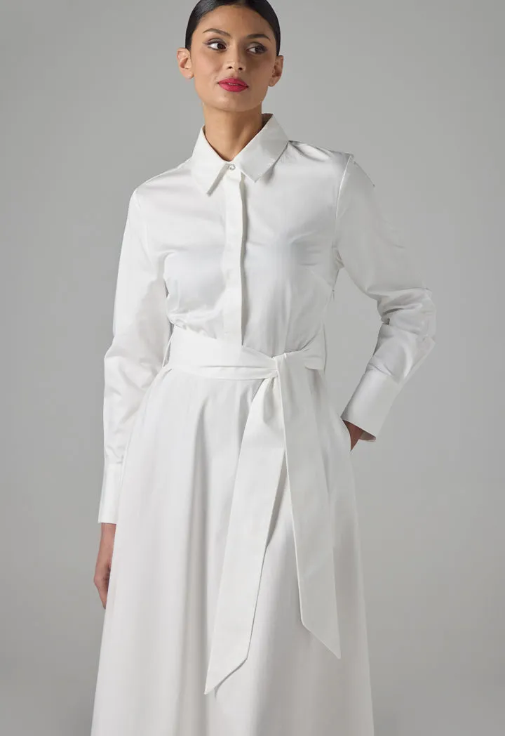 Choice Long Sleeve Solid Maxi Dress Off White